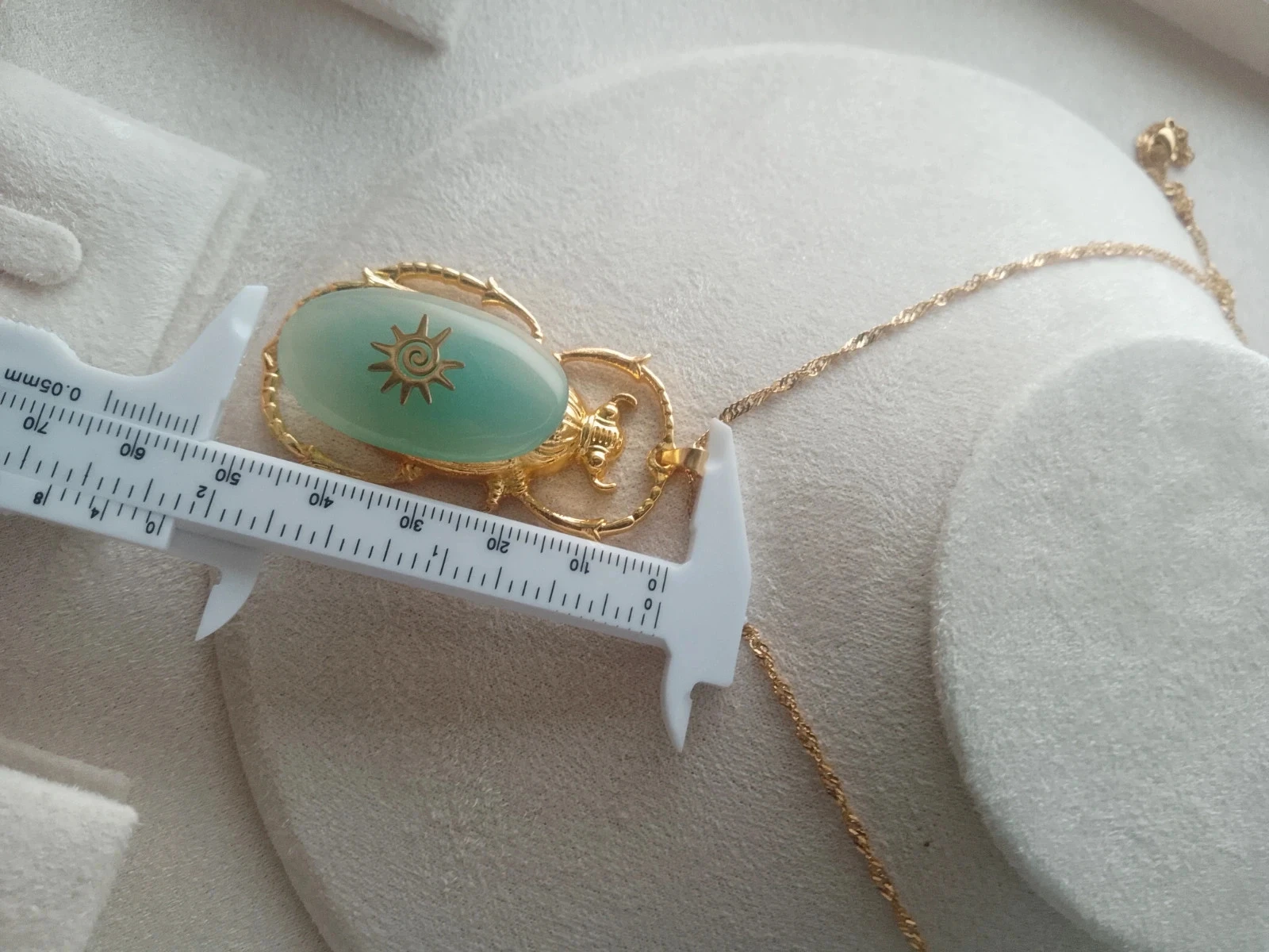 Collier scarabée pierre d'Aqua calcédoine naturelle – photo 2